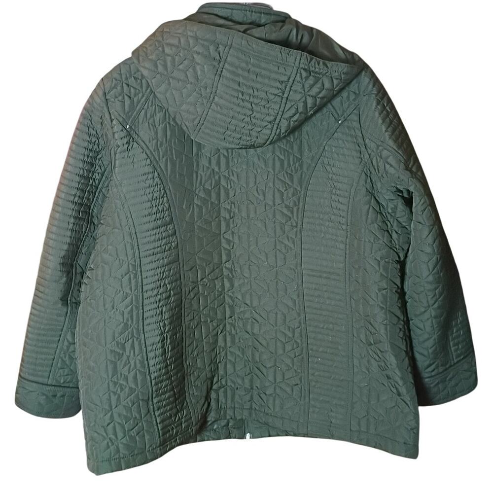Weatherproof Green Quilted Lined Removeable Hood Full Zip Coat Women 2x - Picture 3 of 8